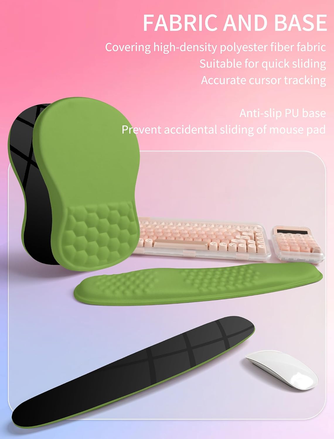 2in1 Combination, Wave Keyboard Wrist Rest and Ergonomic Curvature Mouse Pad Wrist Support for Relieve Wrist Pain, Filled with Soft Cushion Memory Foam, Black