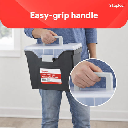 Hanging File Folder Box, Storage Bin Organizer, Snap Lid, Clear