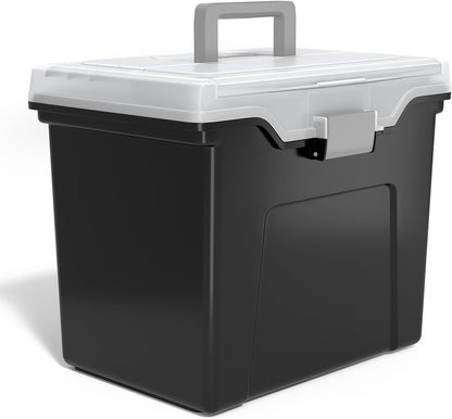Hanging File Folder Box, Storage Bin Organizer, Snap Lid, Clear