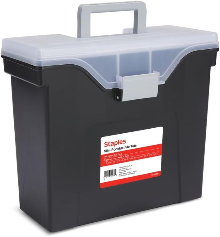 Hanging File Folder Box, Storage Bin Organizer, Snap Lid, Clear