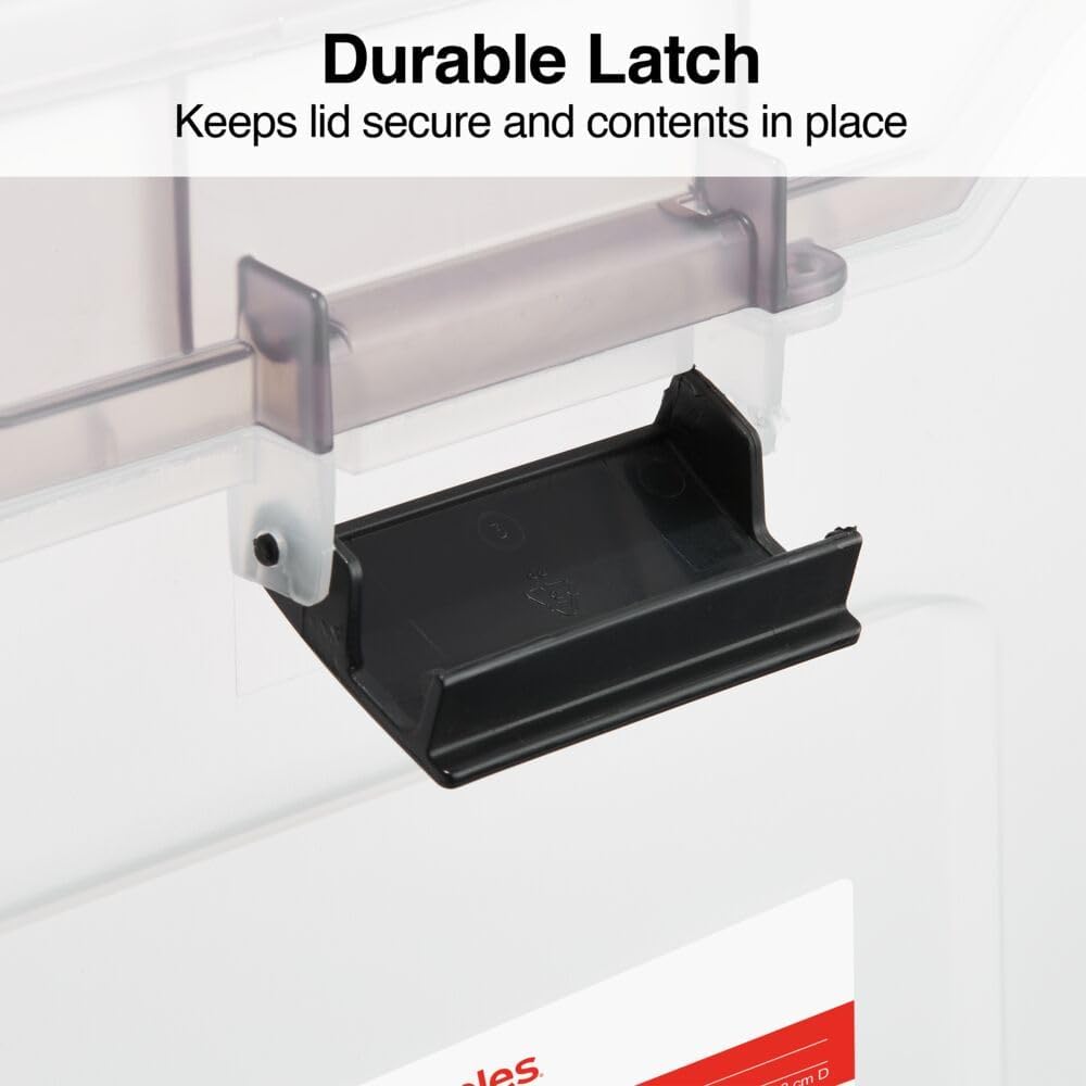 Hanging File Folder Box, Storage Bin Organizer, Snap Lid, Clear