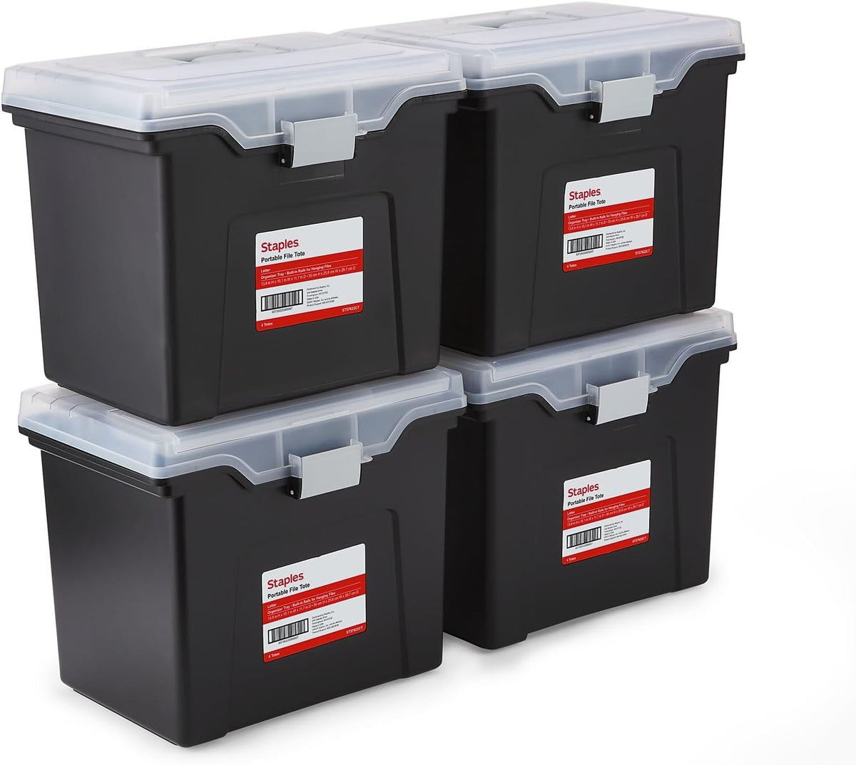 Hanging File Folder Box, Storage Bin Organizer, Snap Lid, Clear