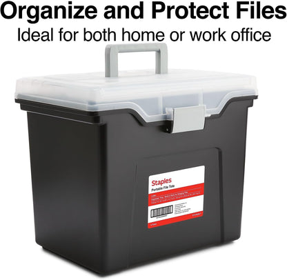 Hanging File Folder Box, Storage Bin Organizer, Snap Lid, Clear