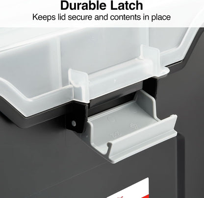 Hanging File Folder Box, Storage Bin Organizer, Snap Lid, Clear