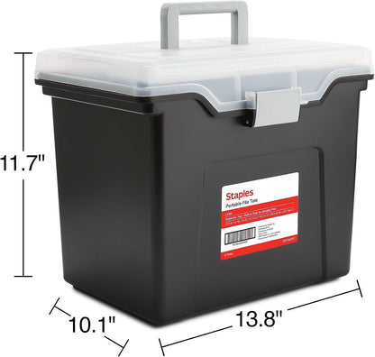 Hanging File Folder Box, Storage Bin Organizer, Snap Lid, Clear