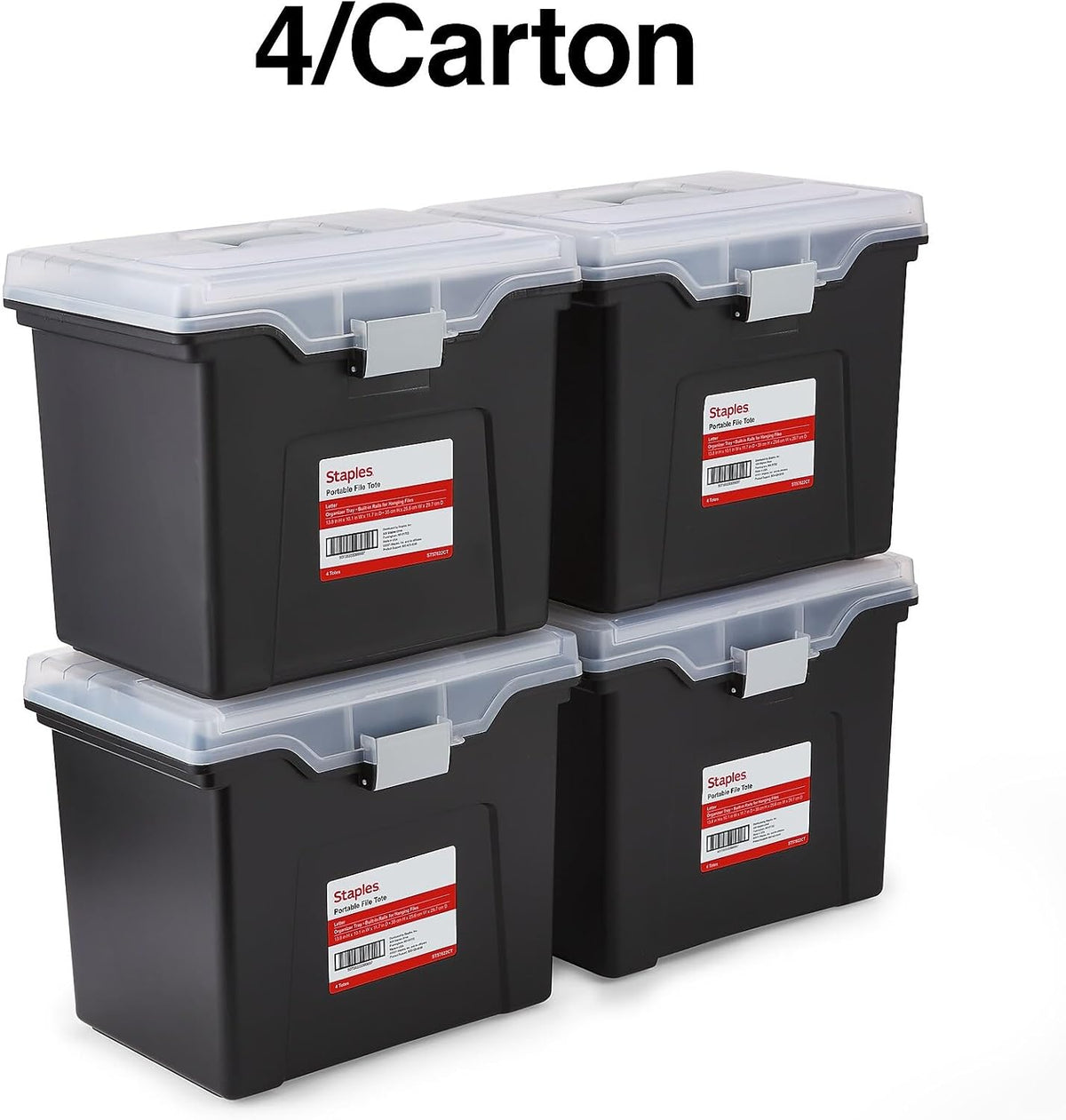 Hanging File Folder Box, Storage Bin Organizer, Snap Lid, Clear