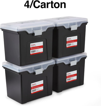 Hanging File Folder Box, Storage Bin Organizer, Snap Lid, Clear