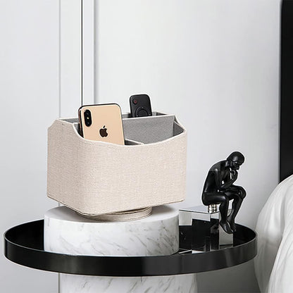 Rotating Desk Organizer, 360 Desk Spinning Caddy, Desktop TV Guide/Mail/Media/Remote Controller Holder Organizer, Beige