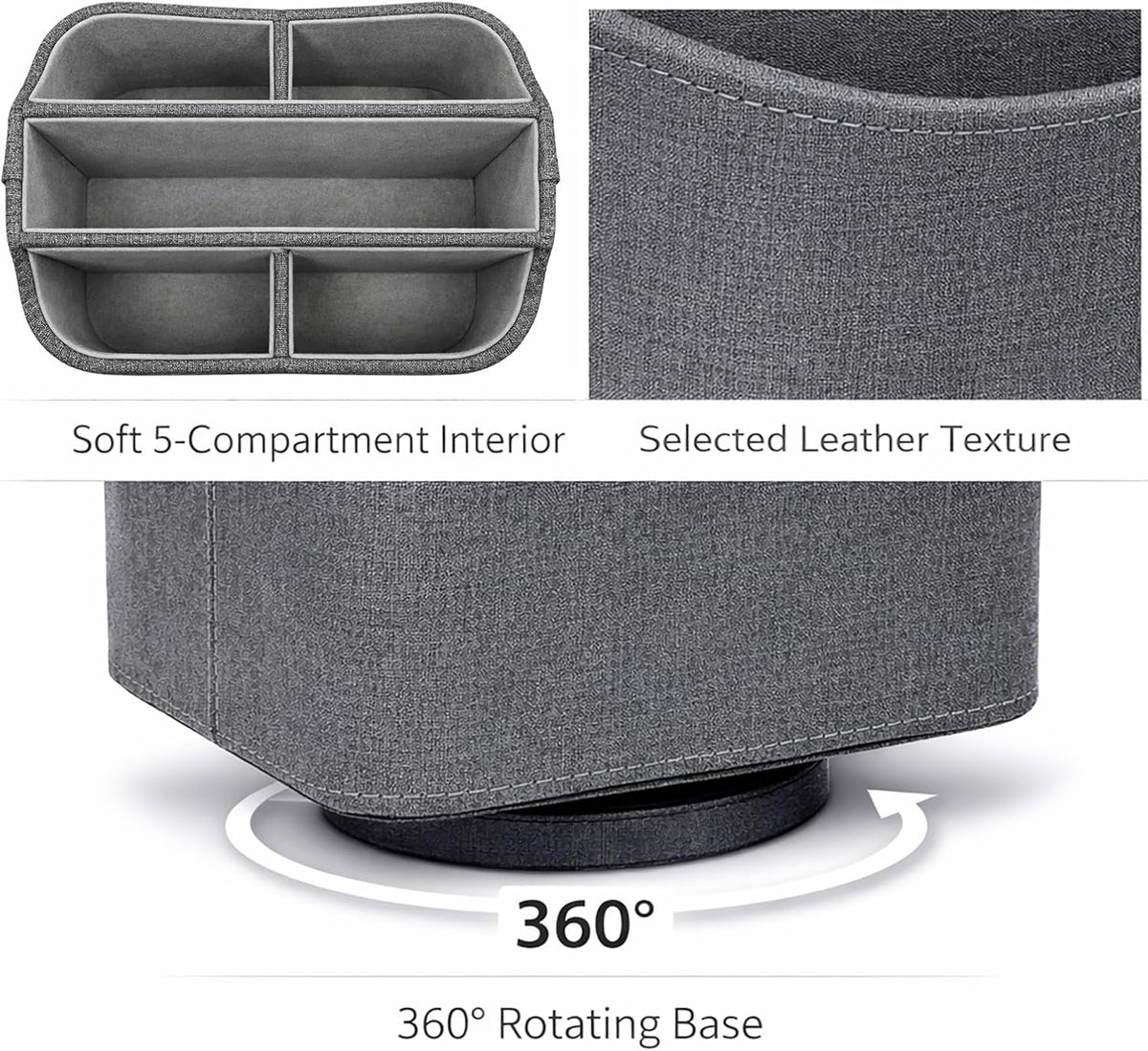 Rotating Desk Organizer, 360 Desk Spinning Caddy, Desktop TV Guide/Mail/Media/Remote Controller Holder Organizer, Beige