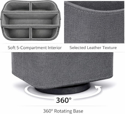 Rotating Desk Organizer, 360 Desk Spinning Caddy, Desktop TV Guide/Mail/Media/Remote Controller Holder Organizer, Beige