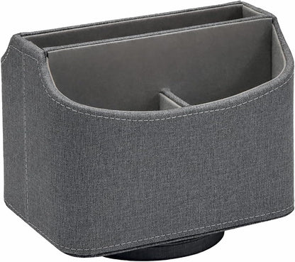 Rotating Desk Organizer, 360 Desk Spinning Caddy, Desktop TV Guide/Mail/Media/Remote Controller Holder Organizer, Beige