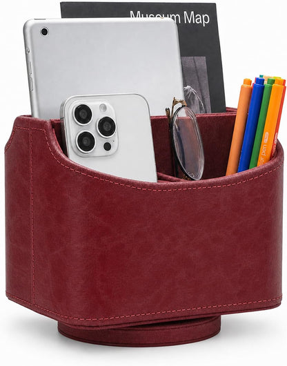 Rotating Desk Organizer, 360 Desk Spinning Caddy, Desktop TV Guide/Mail/Media/Remote Controller Holder Organizer, Beige