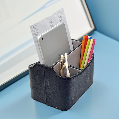 Rotating Desk Organizer, 360 Desk Spinning Caddy, Desktop TV Guide/Mail/Media/Remote Controller Holder Organizer, Beige