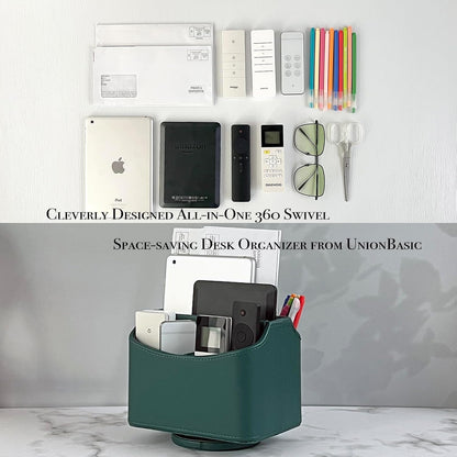 Rotating Desk Organizer, 360 Desk Spinning Caddy, Desktop TV Guide/Mail/Media/Remote Controller Holder Organizer, Beige