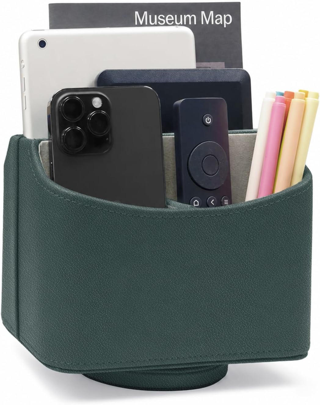 Rotating Desk Organizer, 360 Desk Spinning Caddy, Desktop TV Guide/Mail/Media/Remote Controller Holder Organizer, Beige