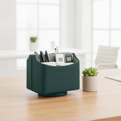 Rotating Desk Organizer, 360 Desk Spinning Caddy, Desktop TV Guide/Mail/Media/Remote Controller Holder Organizer, Beige