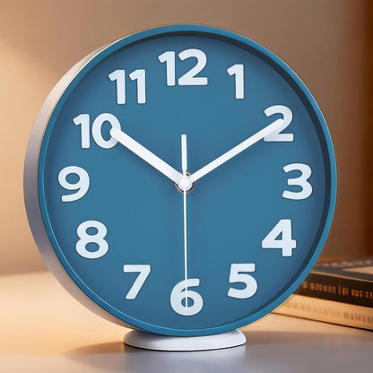 8-Inch Yellow Modern Wall Clock – Silent Non-Ticking, 3D Large Numbers, Accurate Timekeeping | Decorative Wall & Desk Clock with Stand for Living Room, Bedroom, Kitchen, or Office