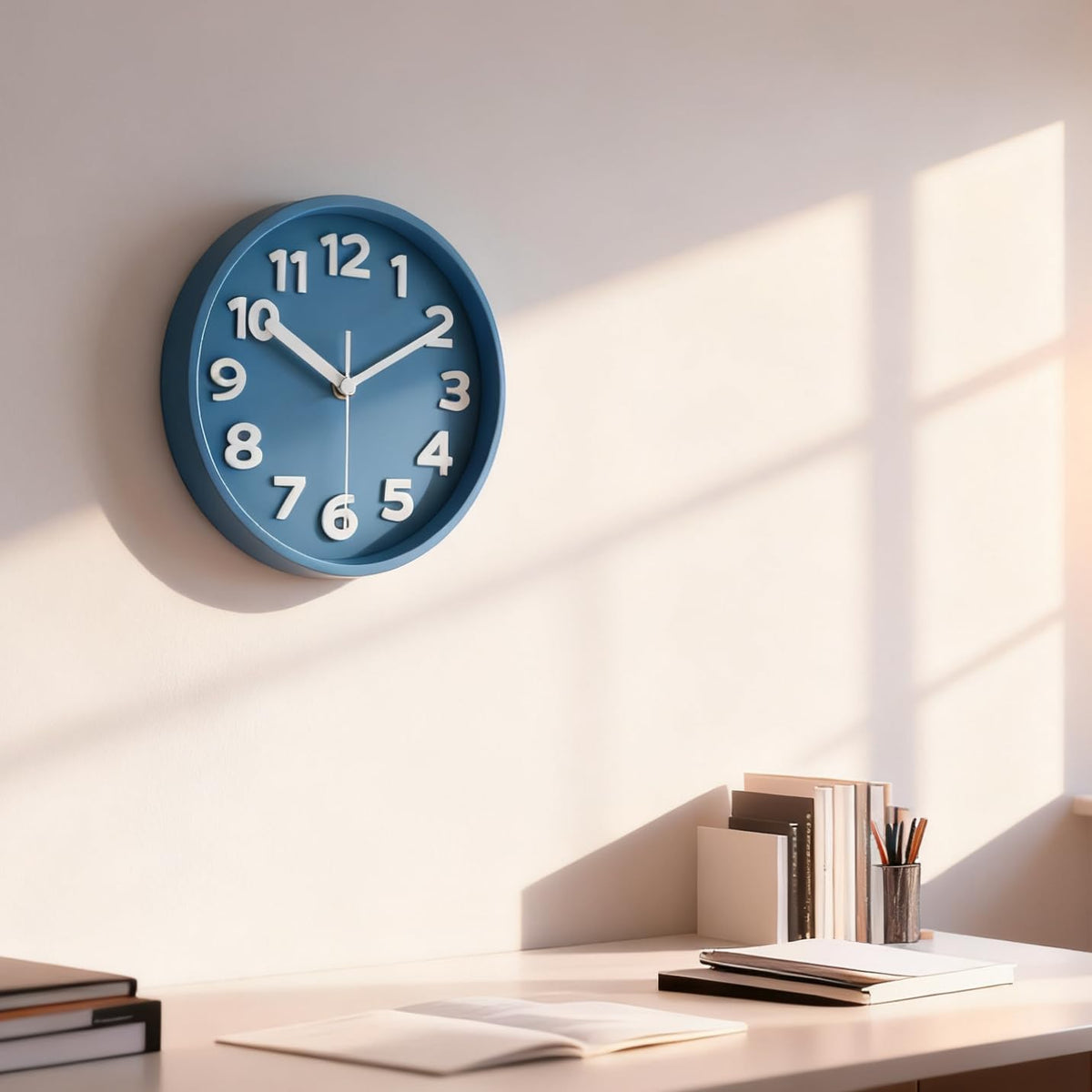 8-Inch Yellow Modern Wall Clock – Silent Non-Ticking, 3D Large Numbers, Accurate Timekeeping | Decorative Wall & Desk Clock with Stand for Living Room, Bedroom, Kitchen, or Office