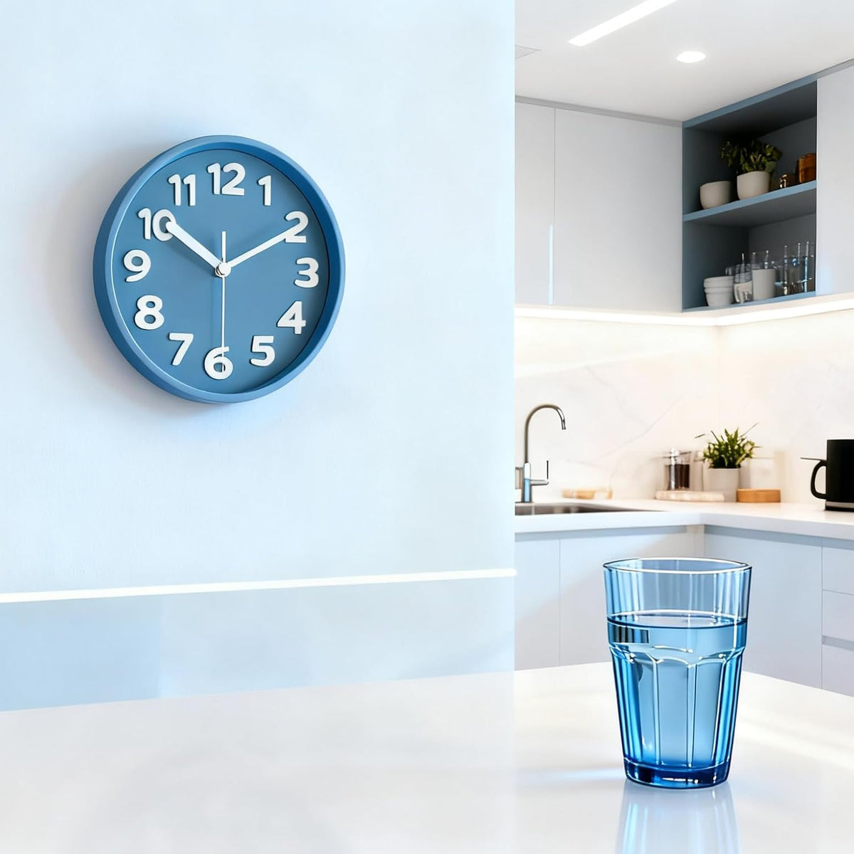 8-Inch Yellow Modern Wall Clock – Silent Non-Ticking, 3D Large Numbers, Accurate Timekeeping | Decorative Wall & Desk Clock with Stand for Living Room, Bedroom, Kitchen, or Office