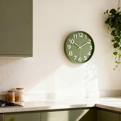 8-Inch Yellow Modern Wall Clock – Silent Non-Ticking, 3D Large Numbers, Accurate Timekeeping | Decorative Wall & Desk Clock with Stand for Living Room, Bedroom, Kitchen, or Office