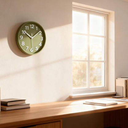 8-Inch Yellow Modern Wall Clock – Silent Non-Ticking, 3D Large Numbers, Accurate Timekeeping | Decorative Wall & Desk Clock with Stand for Living Room, Bedroom, Kitchen, or Office