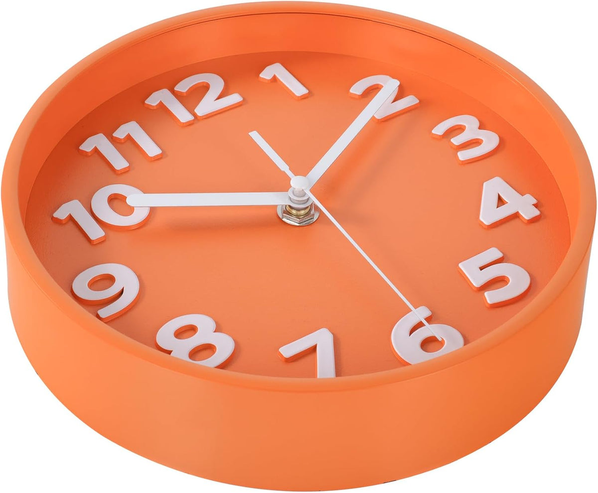 8-Inch Yellow Modern Wall Clock – Silent Non-Ticking, 3D Large Numbers, Accurate Timekeeping | Decorative Wall & Desk Clock with Stand for Living Room, Bedroom, Kitchen, or Office