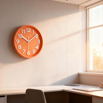 8-Inch Yellow Modern Wall Clock – Silent Non-Ticking, 3D Large Numbers, Accurate Timekeeping | Decorative Wall & Desk Clock with Stand for Living Room, Bedroom, Kitchen, or Office