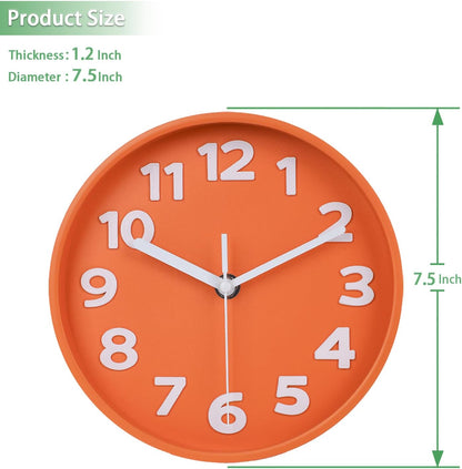 8-Inch Yellow Modern Wall Clock – Silent Non-Ticking, 3D Large Numbers, Accurate Timekeeping | Decorative Wall & Desk Clock with Stand for Living Room, Bedroom, Kitchen, or Office