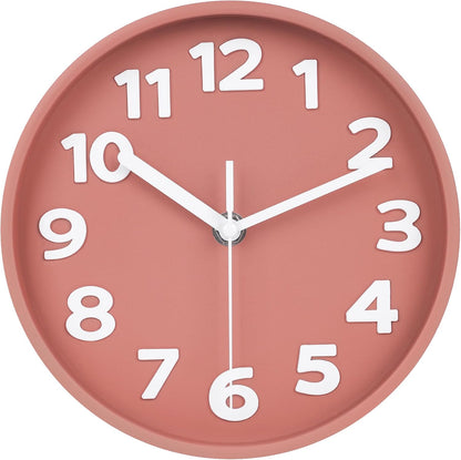 8-Inch Yellow Modern Wall Clock – Silent Non-Ticking, 3D Large Numbers, Accurate Timekeeping | Decorative Wall & Desk Clock with Stand for Living Room, Bedroom, Kitchen, or Office