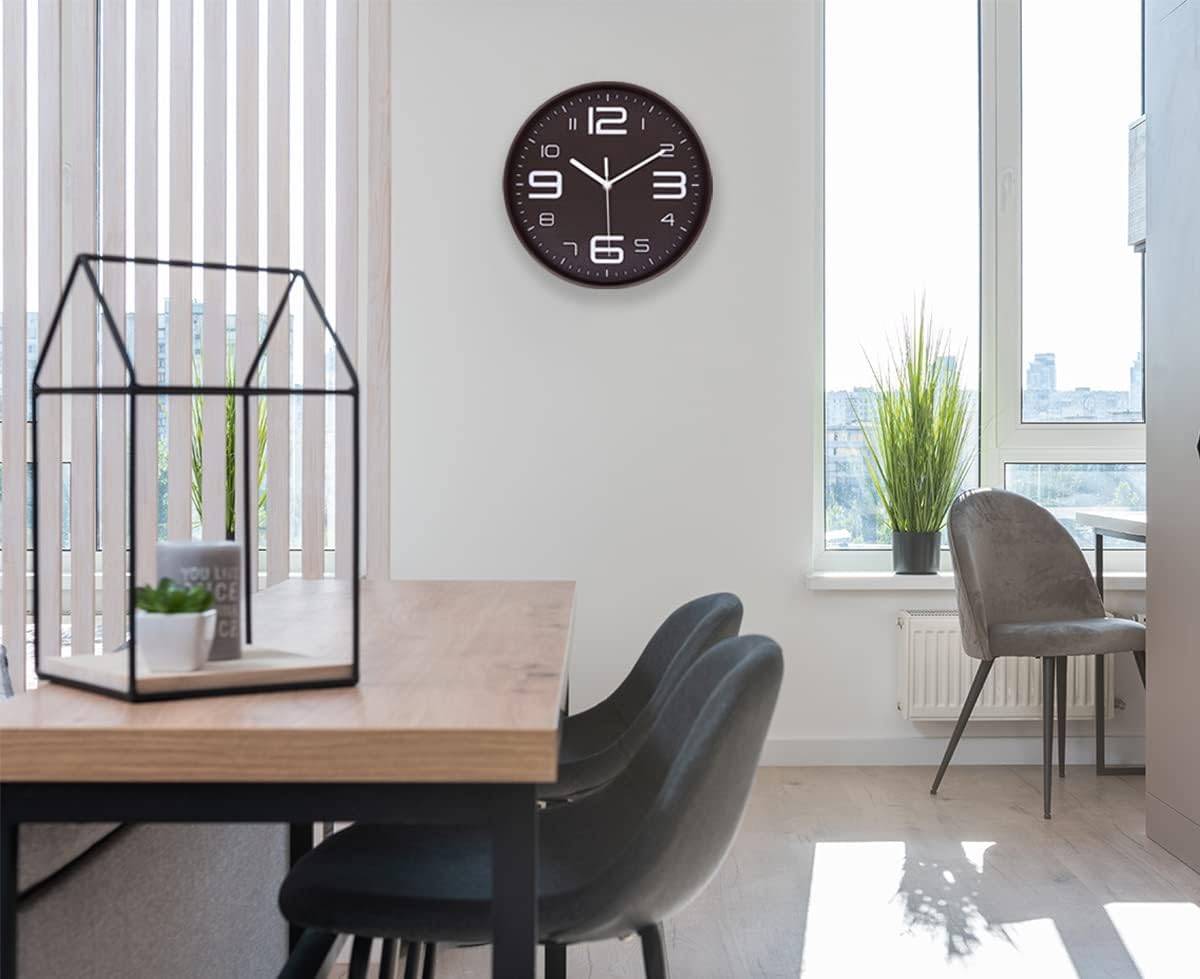8-Inch Yellow Modern Wall Clock – Silent Non-Ticking, 3D Large Numbers, Accurate Timekeeping | Decorative Wall & Desk Clock with Stand for Living Room, Bedroom, Kitchen, or Office