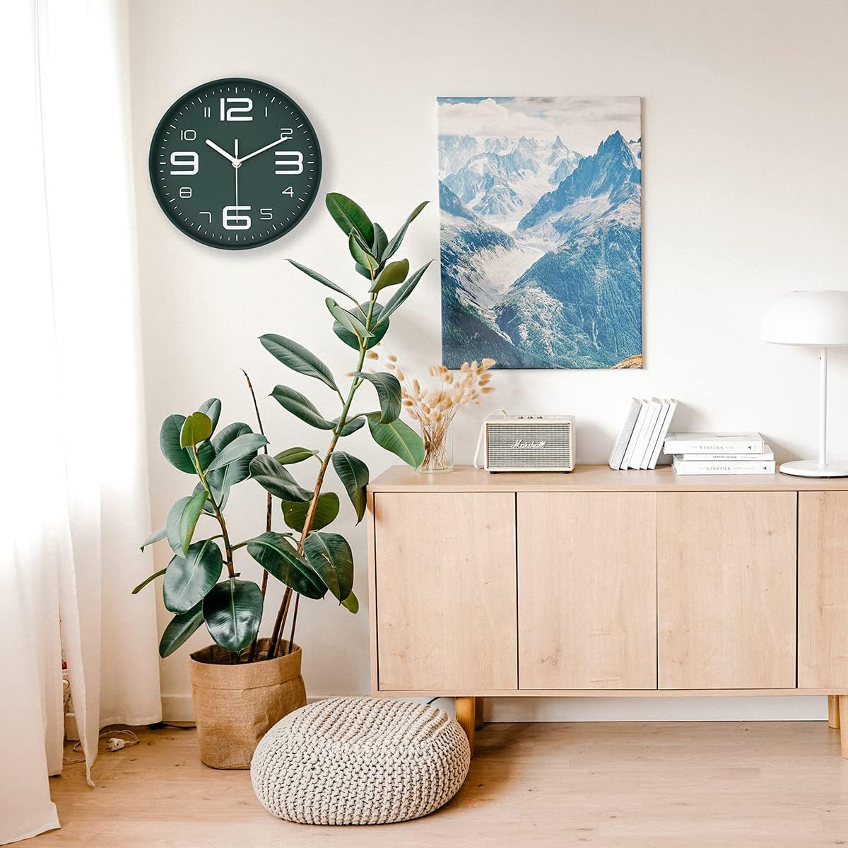 8-Inch Yellow Modern Wall Clock – Silent Non-Ticking, 3D Large Numbers, Accurate Timekeeping | Decorative Wall & Desk Clock with Stand for Living Room, Bedroom, Kitchen, or Office