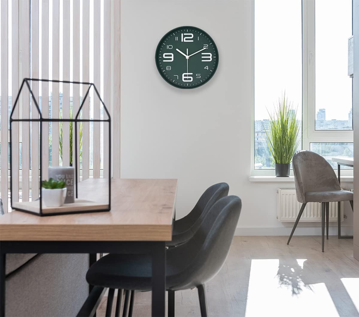 8-Inch Yellow Modern Wall Clock – Silent Non-Ticking, 3D Large Numbers, Accurate Timekeeping | Decorative Wall & Desk Clock with Stand for Living Room, Bedroom, Kitchen, or Office