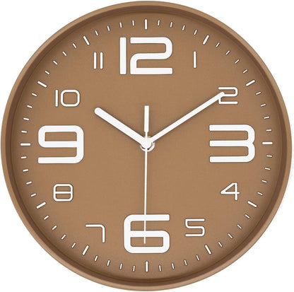 8-Inch Yellow Modern Wall Clock – Silent Non-Ticking, 3D Large Numbers, Accurate Timekeeping | Decorative Wall & Desk Clock with Stand for Living Room, Bedroom, Kitchen, or Office