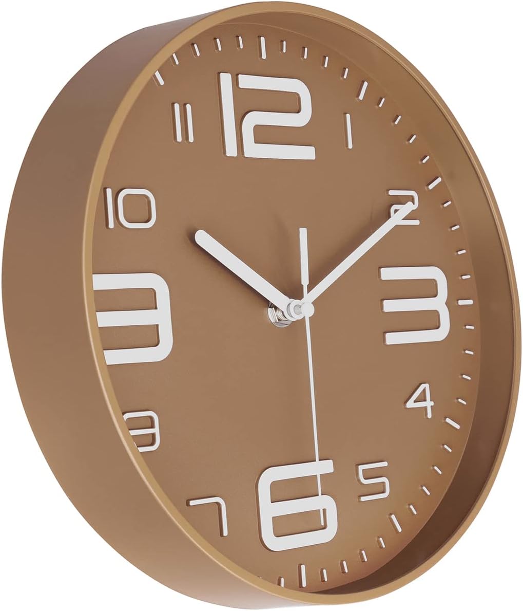 8-Inch Yellow Modern Wall Clock – Silent Non-Ticking, 3D Large Numbers, Accurate Timekeeping | Decorative Wall & Desk Clock with Stand for Living Room, Bedroom, Kitchen, or Office