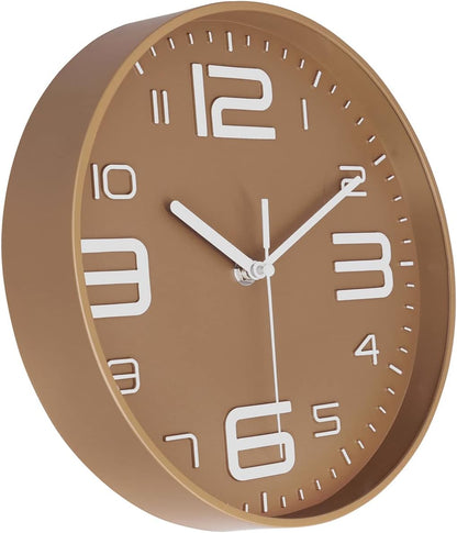 8-Inch Yellow Modern Wall Clock – Silent Non-Ticking, 3D Large Numbers, Accurate Timekeeping | Decorative Wall & Desk Clock with Stand for Living Room, Bedroom, Kitchen, or Office