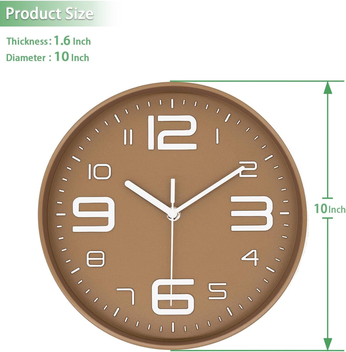 8-Inch Yellow Modern Wall Clock – Silent Non-Ticking, 3D Large Numbers, Accurate Timekeeping | Decorative Wall & Desk Clock with Stand for Living Room, Bedroom, Kitchen, or Office