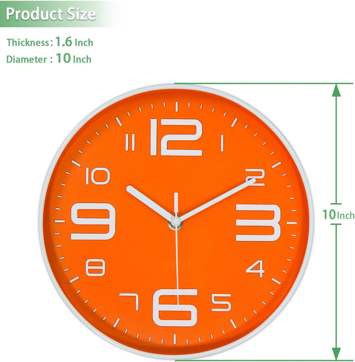 8-Inch Yellow Modern Wall Clock – Silent Non-Ticking, 3D Large Numbers, Accurate Timekeeping | Decorative Wall & Desk Clock with Stand for Living Room, Bedroom, Kitchen, or Office