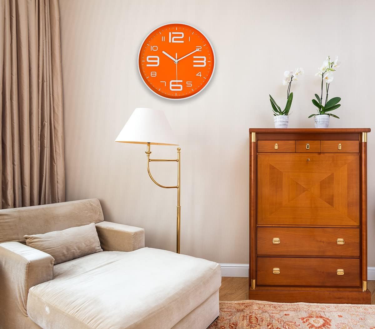 8-Inch Yellow Modern Wall Clock – Silent Non-Ticking, 3D Large Numbers, Accurate Timekeeping | Decorative Wall & Desk Clock with Stand for Living Room, Bedroom, Kitchen, or Office