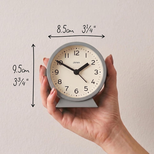® Midnight mini Alarm Clock | Contemporary Design | Gray | Stylish, Compact and Functional for Bedside, Desk or Shelf