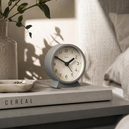 ® Midnight mini Alarm Clock | Contemporary Design | Gray | Stylish, Compact and Functional for Bedside, Desk or Shelf