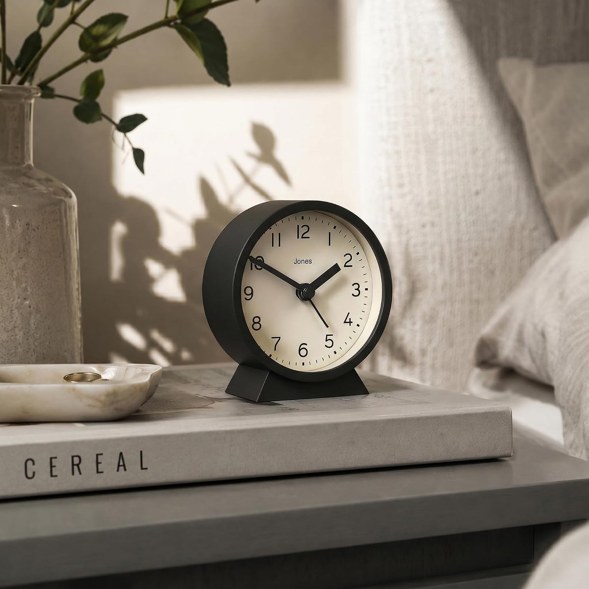 ® Midnight mini Alarm Clock | Contemporary Design | Gray | Stylish, Compact and Functional for Bedside, Desk or Shelf