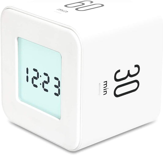 Multi Clock Time Cube Timer, Alarm, Backlight, Productivity (White)