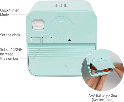 Multi Clock Time Cube Timer, Alarm, Backlight, Productivity (White)