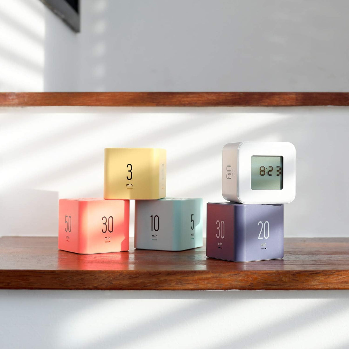 Multi Clock Time Cube Timer, Alarm, Backlight, Productivity (White)