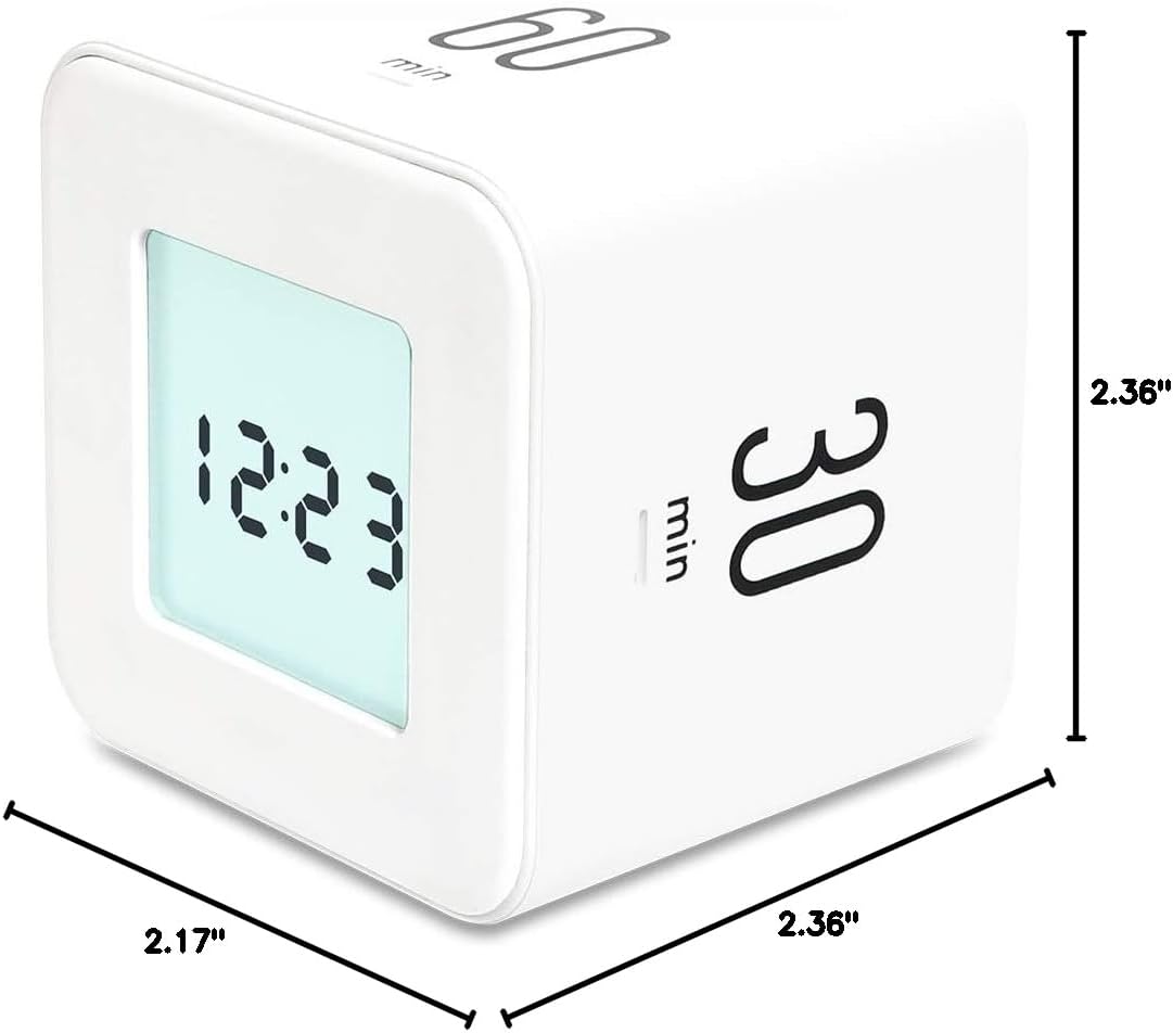 Multi Clock Time Cube Timer, Alarm, Backlight, Productivity (White)