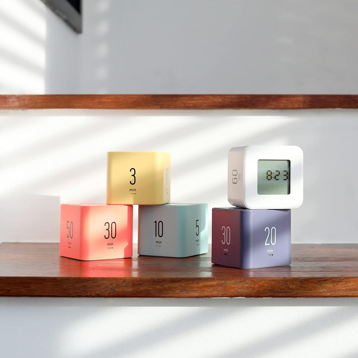 Multi Clock Time Cube Timer, Alarm, Backlight, Productivity (White)