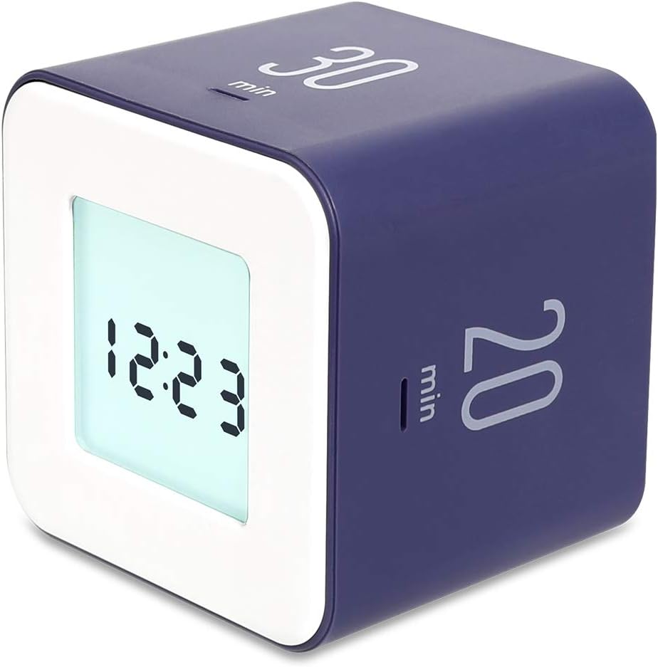 Multi Clock Time Cube Timer, Alarm, Backlight, Productivity (White)