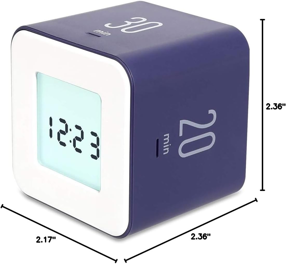Multi Clock Time Cube Timer, Alarm, Backlight, Productivity (White)