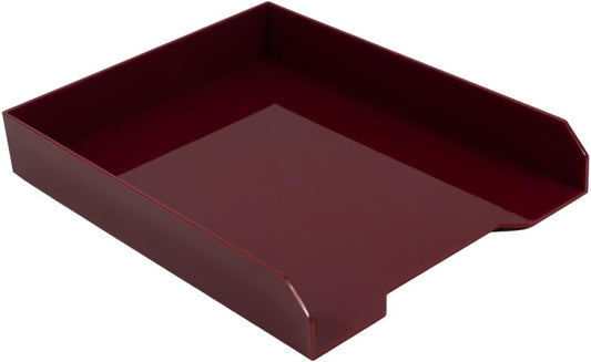 Stackable Paper Trays - Burgundy - Desktop Document, Letter, & File Organizer Tray - Sold Individually
