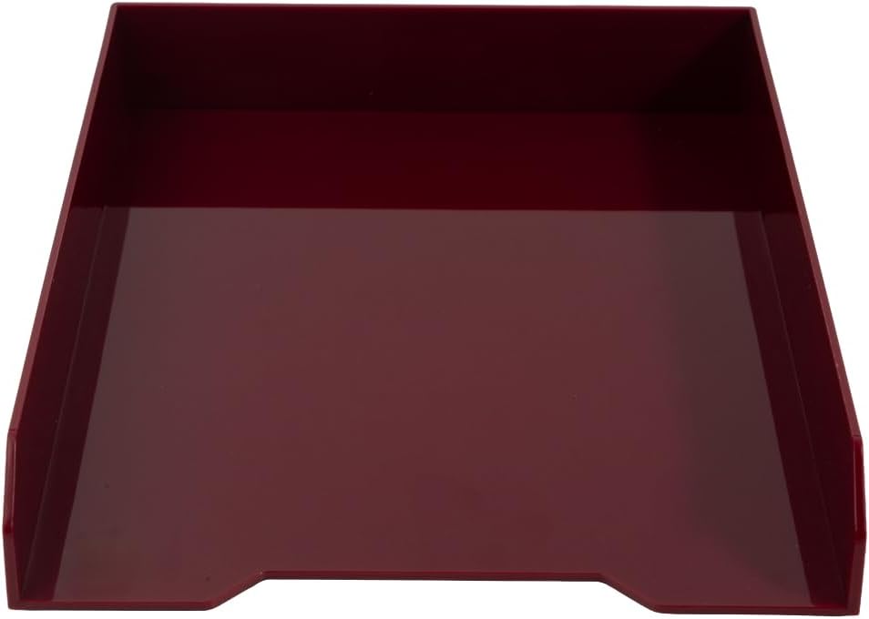 Stackable Paper Trays - Burgundy - Desktop Document, Letter, & File Organizer Tray - Sold Individually